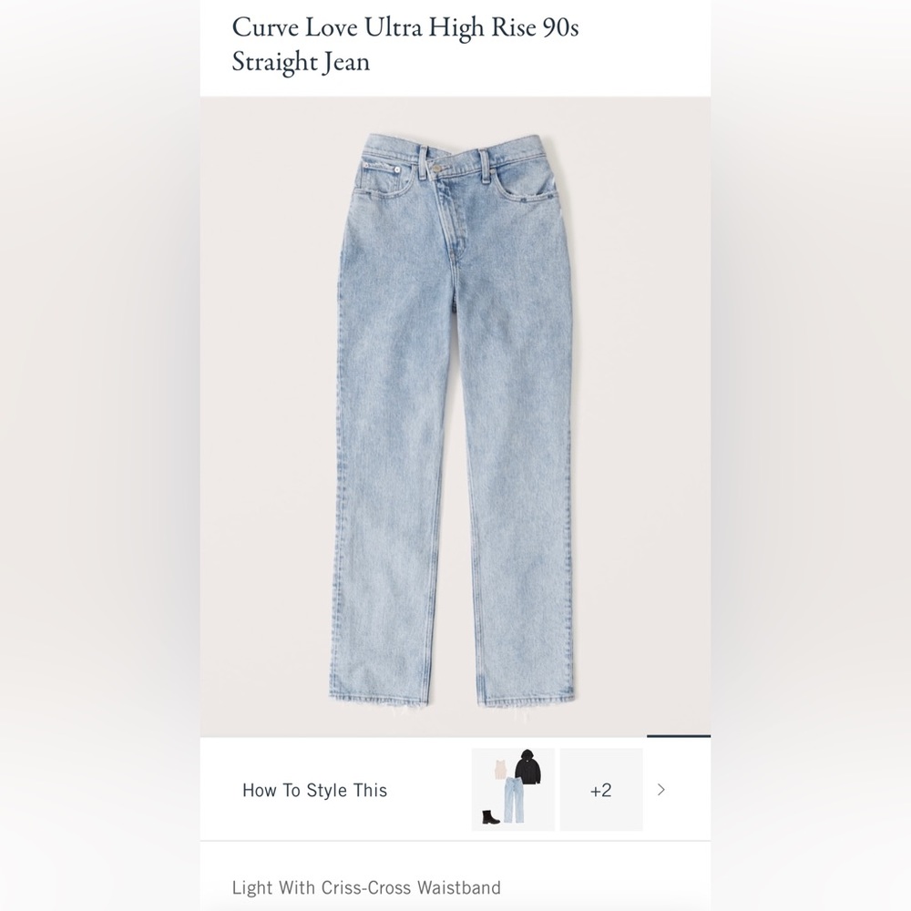 A&F Women’s curve love ultra high rise 90s straight jean